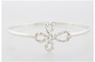 Endless Rope Cross Sterling Silver Bangle Bracelet