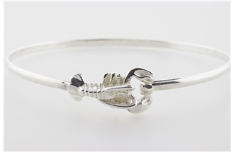 Lobster Sterling Silver Bangle Bracelet