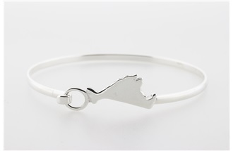 Martha's Vineyard Map Sterling Silver Bangle Bracelet